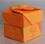 Recycled flyer box, type 1.  Decorated variation.