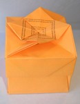 Recycled flyer box, type 3.  
Designed and folded by Rosemary LYNDALL WEMM, 2005