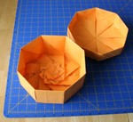 Inside the large octagonal box.  This box is made from heavy text paper and holds its shape remarkably well.  The bottom is extremely strong.