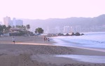 The beach at dawn in Acapulco.