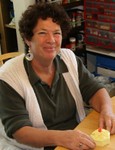 Sept 2006.  Rosemary continues to design origami boxes.  This is a prototype made from copy paper.