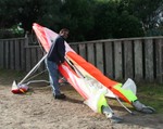 Folding up the glider.