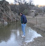 Jan 2007. Peter standing on water.