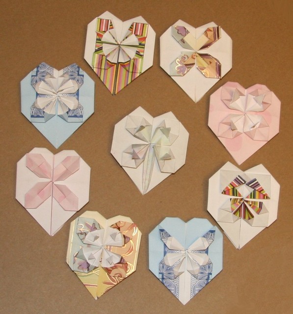 A collection of hearts from half sheets of American Letterhead paper.