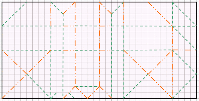 Crease pattern 
for 3 to 1 Modular Rectangular Box.
Make 2 units.