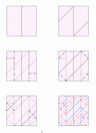 Crease pattern for the BerryBand unit.
December 2006

When the units are assembled, the resulting "band" is strong enough to use for paper weaving. 

The uses for this unit have yet to be explored.  You are challenged to do so. 

If you would like your original BerryBand creations displayed and credited in this album, please send images and email to berry at lyndall dot wemm dot org.