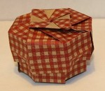 High Walled Octagonal Box.  Designed and folded by Rosemary LYNDALL WEMM.  Sept. 2006.  Material is wallpaper.