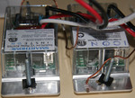 Top rear view.  Note the one on the left has an extra component soldered into the LED1 position.  Click to zoom.