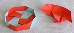 OCTAGONAL BOX LID: D01 

FROM:  4 square sheets in diamond orientation

VIEW: Inside view of completed lid and completed unit from same perspective.