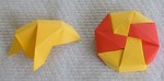 OCTAGONAL BOX LID: D03 

FROM:  4 square sheets in diamond orientation

VIEW:  Outside view of completed lid. Completed unit from same perspective.