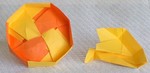 OCTAGONAL BOX LID: D04 

FROM:  4 square sheets in diamond orientation

VIEW:  Inside of completed lid and completed unit from same perspective.