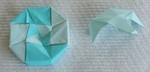 OCTAGONAL BOX LID: D05 

FROM:  4 square sheets in diamond orientation

VIEW: Outside of completed lid and completed unit from same perspective.