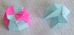 OCTAGONAL BOX LID: S01

FROM:  4 square sheets in square orientation

VIEW: Outside view of completed lid and completed unit from same perspective.