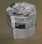 Sunken Lid Box.   Newspaper Version.  Sept. 2006.  Designed and folded by Rosemary LYNDALL WEMM